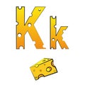 K, swiss vector Alphabet made of Cheese